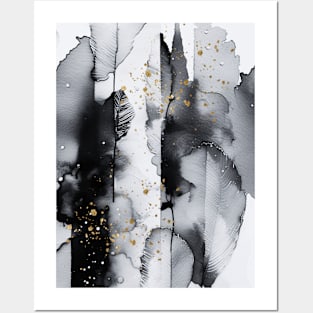 Black and gold abstract leaf Posters and Art